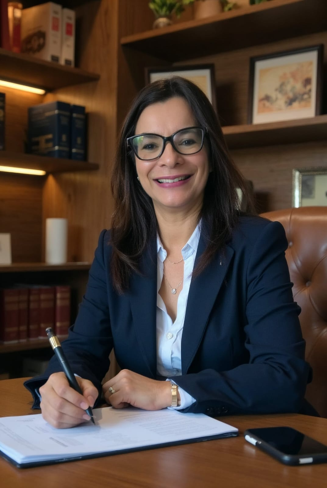 Dra. Marilene de Souza analisando documentos de um caso trabalhista