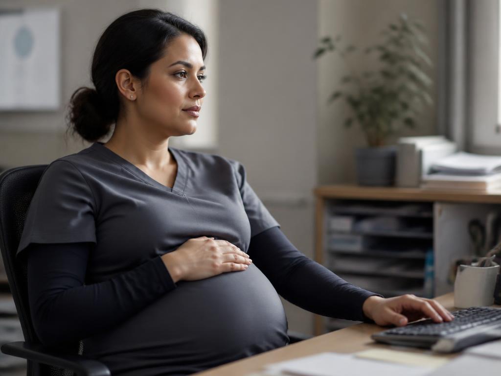 Trabalhadora gestante no seu ambiente de trabalho